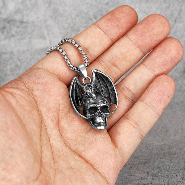 Gothic Demon Skull Necklace - Viking Necklace - Viking Jewelry 