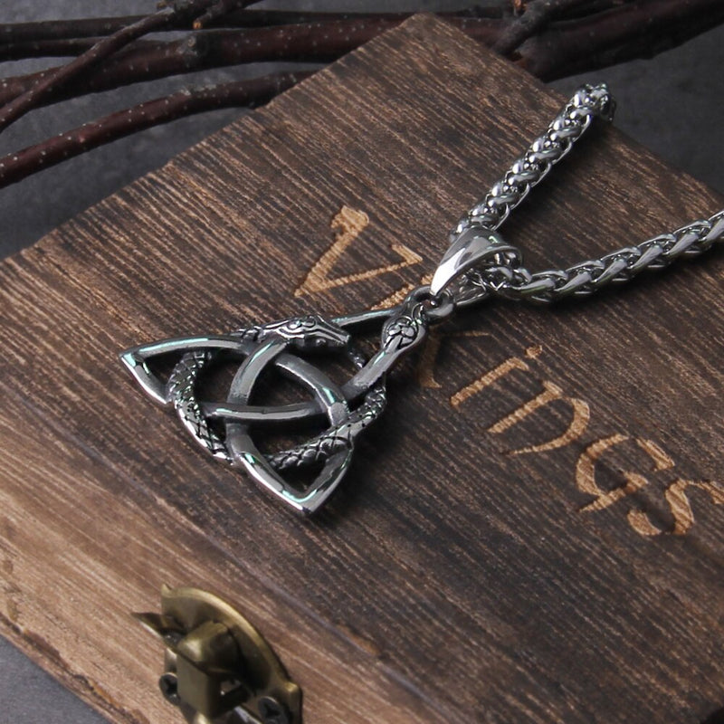Celtic Knot Viking Necklace - Snake Design Viking Necklace - Viking Jewelry - Stainless Steel