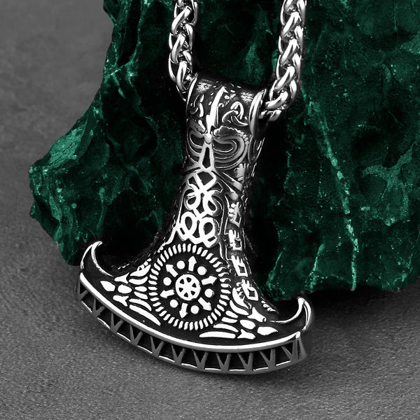 Thors Hammer Necklace - Vegvísir Axe Mjolnir - Viking Necklace - Viking Jewelry