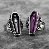 vampire ring jewelry men women coffin ring gothic jewelry stainless steel biker ring 