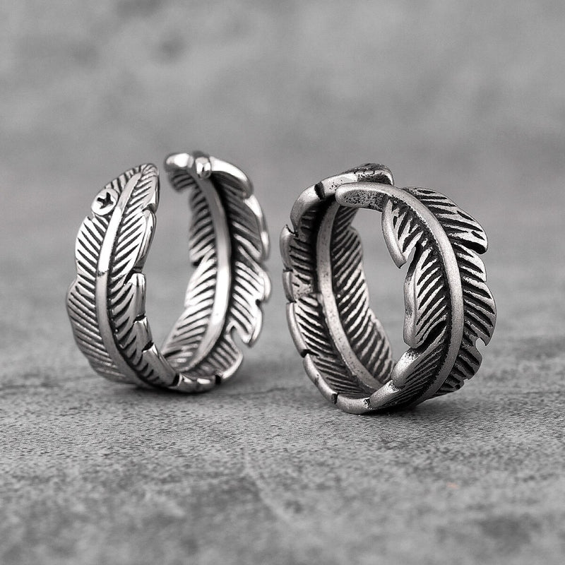 Feather Viking Wedding Rings - Mens Viking Rings - Viking Ring - Viking Jewelry