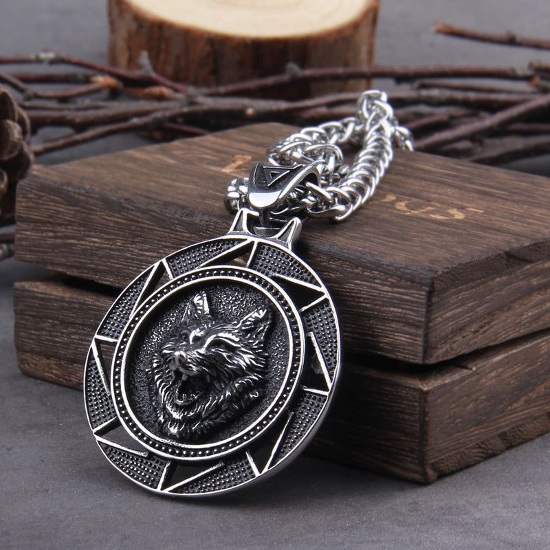 Fenrir Norse Wolf Viking Necklace - Viking Jewelry - Stainless Steel