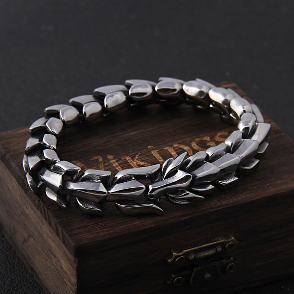  Ouroboros Viking Bracelet - Viking Jewelry - Norse Jewelry - Stainless Steel 