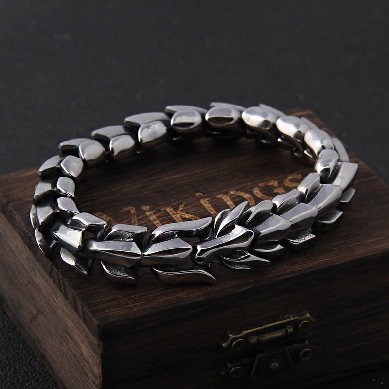 Ouroboros Viking Bracelet - Norse Jewelry - Stainless Steel - Viking Jewelry