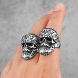Beard Ethnic Skull Ring - Mens Viking Rings - Viking Jewelry - Viking Ring
