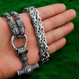 Thors Hammer Necklace - Mjolnir - Vegvísir Dragon Viking Necklace - Viking Jewelry