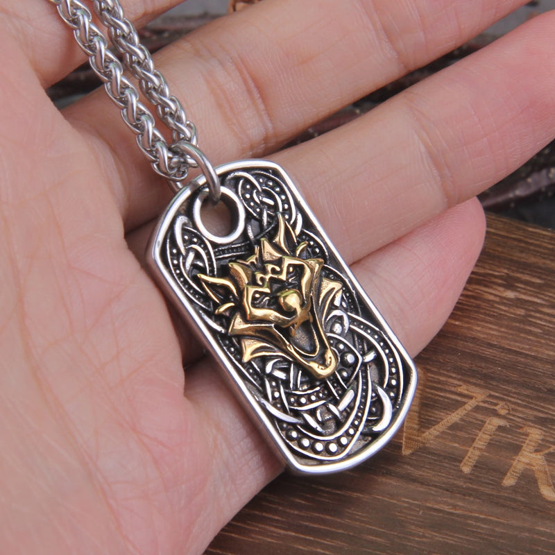 Celtic wolf necklace  jewelry stainless steel  pendant chain men women high quality norse  viking hypoallergenic
