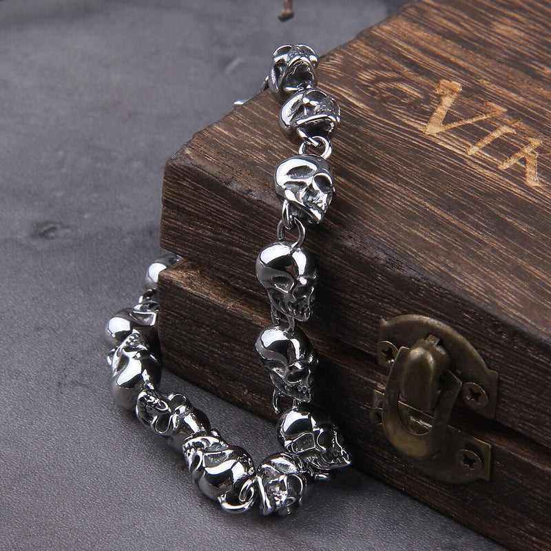 Skull Graveyard Viking Bracelet - Viking Jewelry - Stainless Steel - Viking Arm Ring
