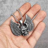 Angel Wing Skull Viking Necklace - Viking Jewelry - Stainless Steel