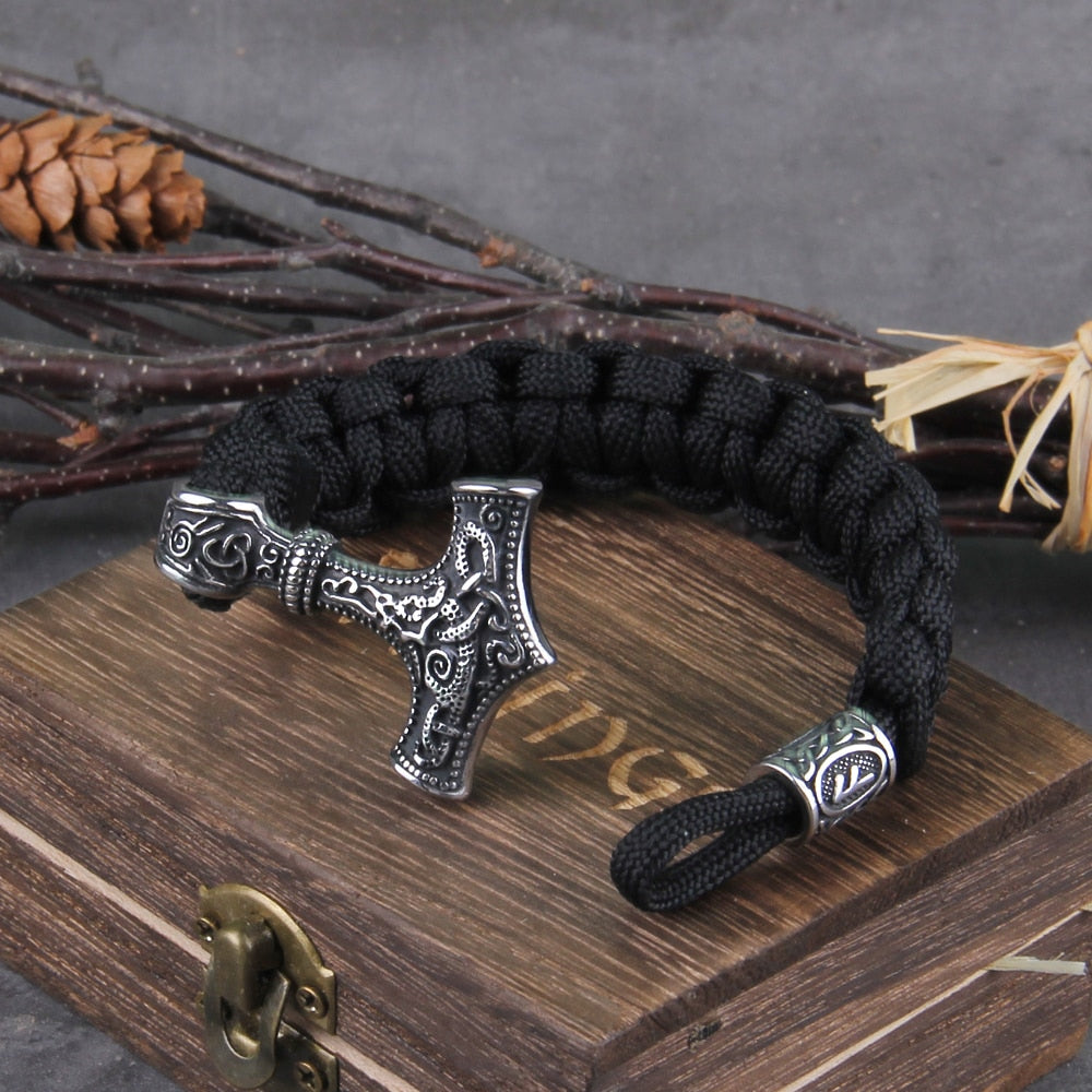 Mjolnir Thor's Hummer Viking Leather Bracelet
