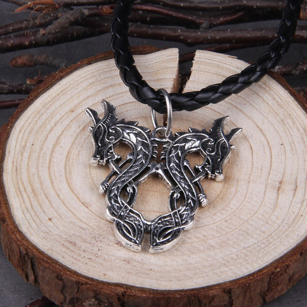 Double Dragon Necklace - Viking Necklace - Viking Jewelry