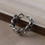 Pure .925 Sterling Silver Chain Design Viking Wedding Rings - Viking Wedding Bands - Skull Viking Ring