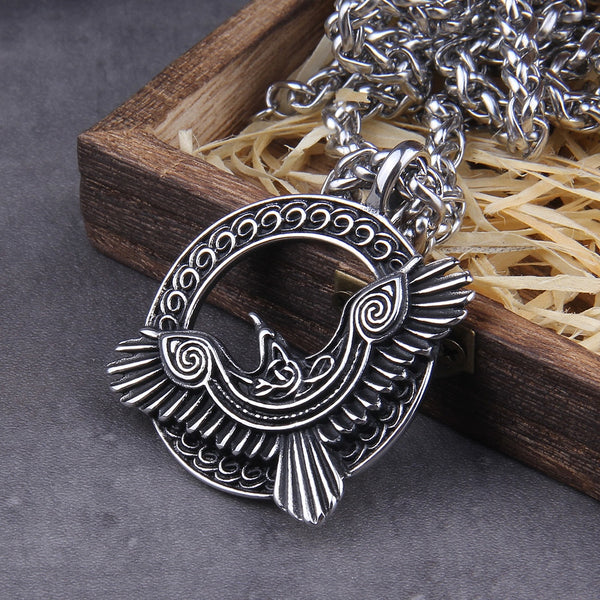Huginn and Muninn Viking Necklace - Viking Jewelry - Stainless Steel 
