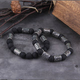Lava Stone Beads Viking Bracelet - Rune Viking Bracelet - Viking Jewelry - Viking Arm Ring