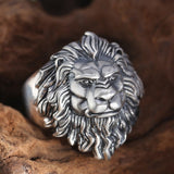 Lion Head pure .925 Sterling Silver Viking Wedding Rings - Mens Viking Rings - Viking Wedding Bands - Viking Ring