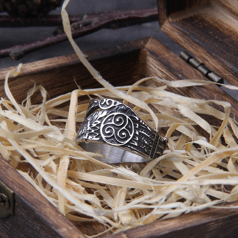 Raven Viking Ring - Norse Ring - Mens Viking Rings - Stainless Steel - Odins Raven Ring  