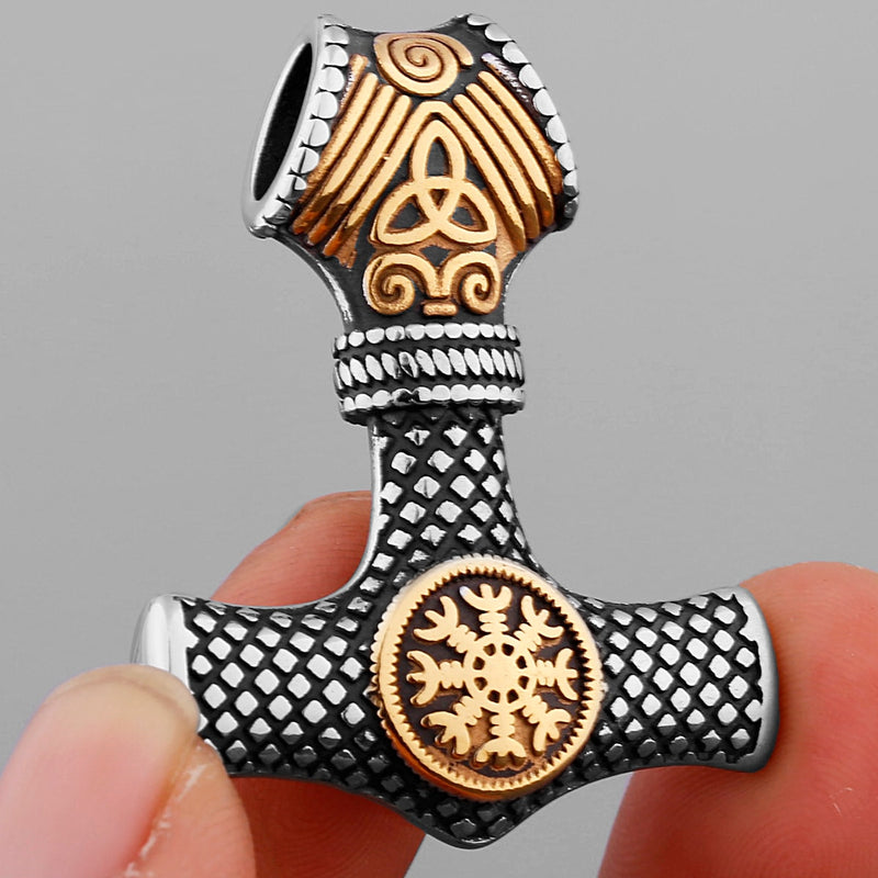 Thors Hammer Necklace - Celtic Knot Mjolnir - Vegvisir Viking Necklace - Viking Jewelry