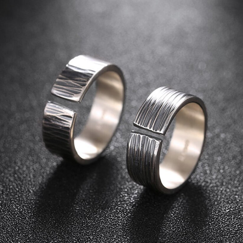 Pure .925 Sterling Silver Rustic Viking Wedding Bands - Viking Wedding Rings - Viking Ring - Mens Viking Rings