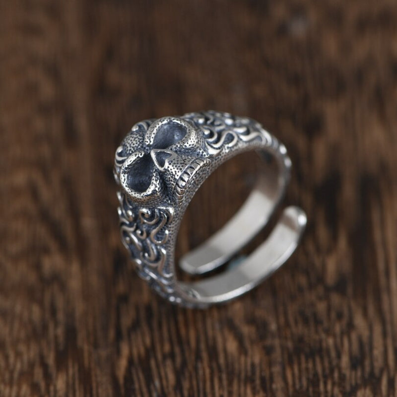 Skull .925 Sterling Silver Viking Wedding Bands - Mens Viking Rings - Viking Wedding Rings - Viking Ring - Adjustable