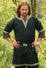 Viking Clothing - Viking Shirts - Viking Tunic - Viking Men's Cotton Linen Short Sleeve Tunic