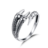 Dragon Claw .925 Pure Sterling Silver Viking Wedding Rings - Viking Wedding Bands - Mens Viking Rings - Viking Ring - Adjustable