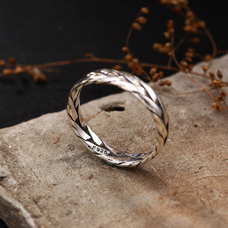 Forged Viking Sterling Silver & Gold Braided Wedding Band
