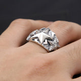 Pentagram Sterling Silver Viking Wedding Rings - Mens Viking Rings - Viking Wedding Bands - Viking Ring