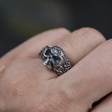Skull .925 Sterling Silver Viking Wedding Bands - Mens Viking Rings - Viking Wedding Rings - Viking Ring - Adjustable
