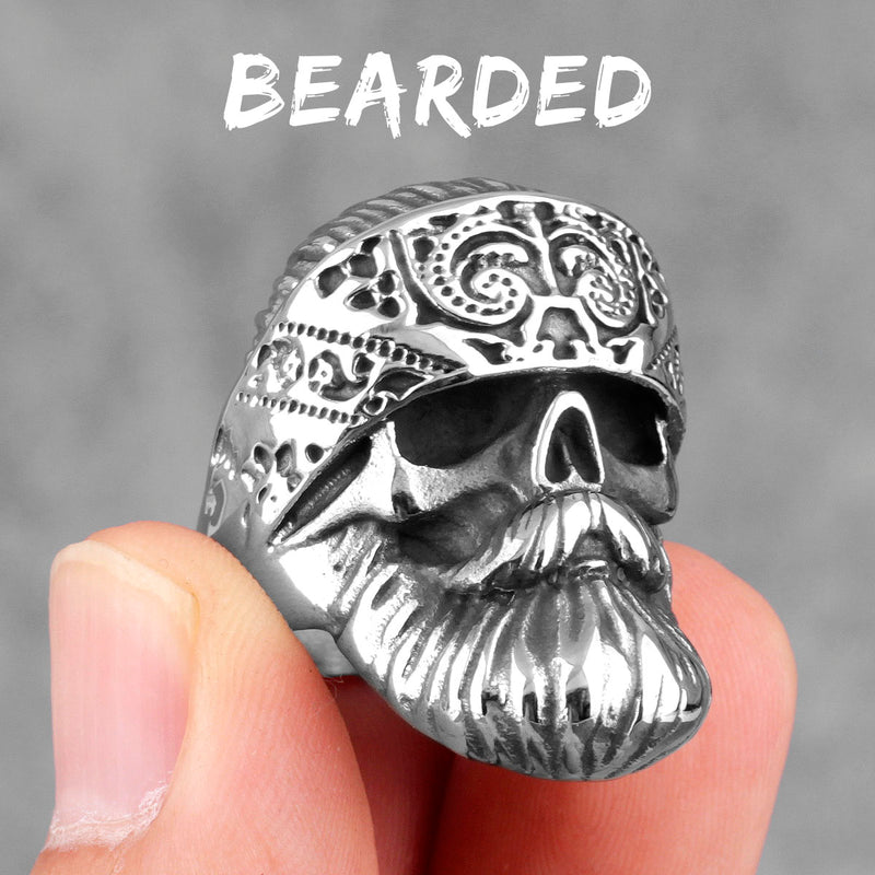 Beard Ethnic Skull Ring - Mens Viking Rings - Viking Jewelry - Viking Ring
