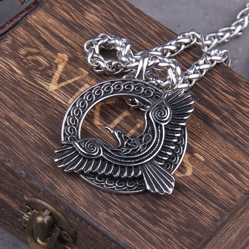Huginn and Muninn Viking Necklace - Viking Jewelry - Stainless Steel 