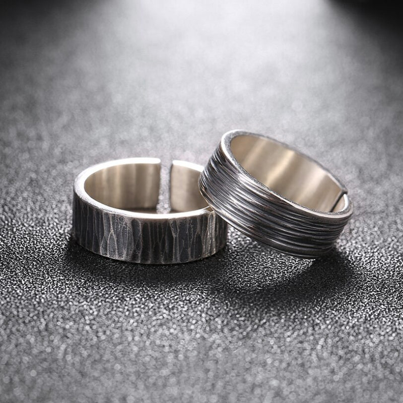 Pure .925 Sterling Silver Rustic Viking Wedding Bands - Viking Wedding Rings - Viking Ring - Mens Viking Rings