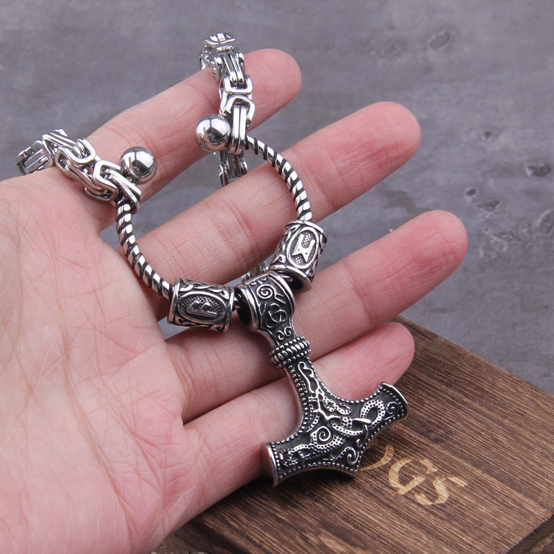 Hammer of Thor Knot Viking Necklace - Mjolnir Viking Necklace - Viking Jewelry - Stainless Steel