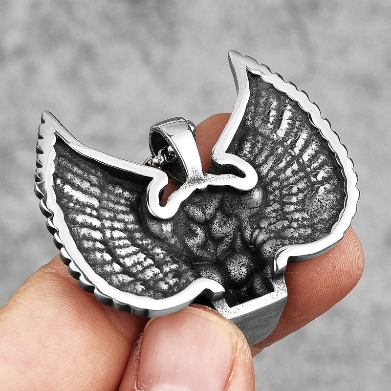 Angel Wing Skull Viking Necklace - Viking Jewelry - Stainless Steel