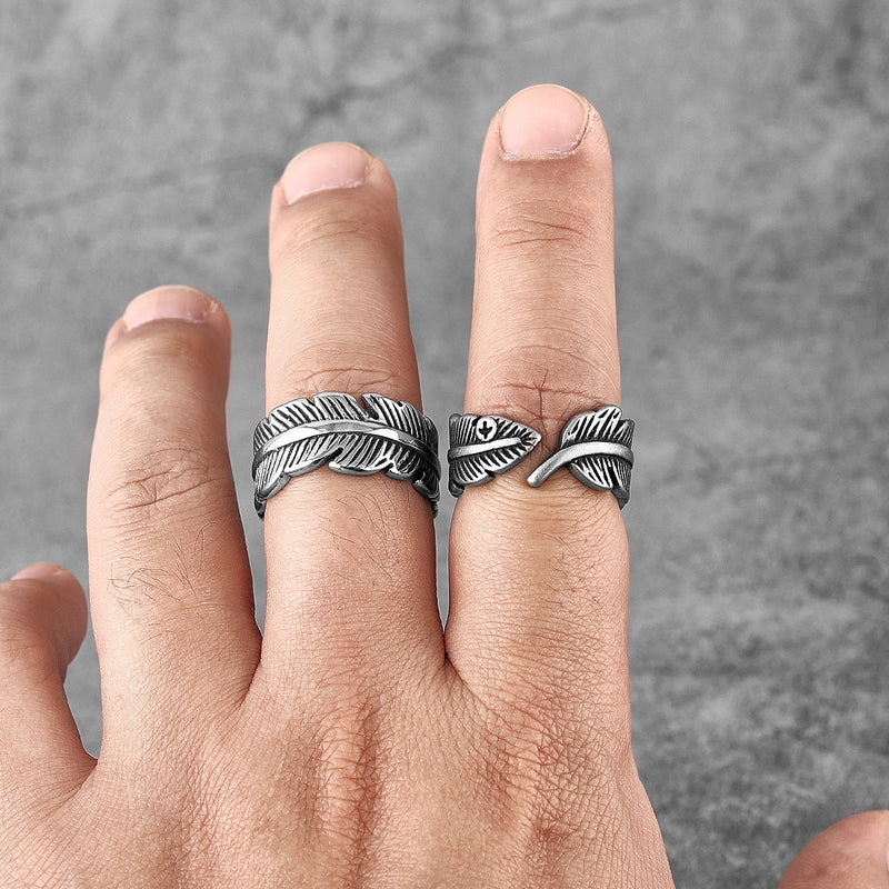 Feather Viking Wedding Rings - Mens Viking Rings - Viking Ring - Viking Jewelry