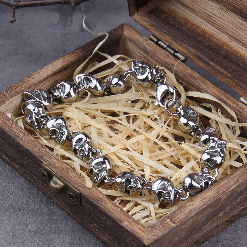 Skull Graveyard Viking Bracelet - Viking Jewelry - Stainless Steel - Viking Arm Ring