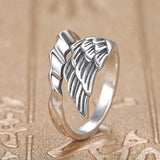 Pure .925 Sterling Silver Angel Wing Viking Wedding Bands - Viking Ring -Viking Wedding Rings - Adjustable