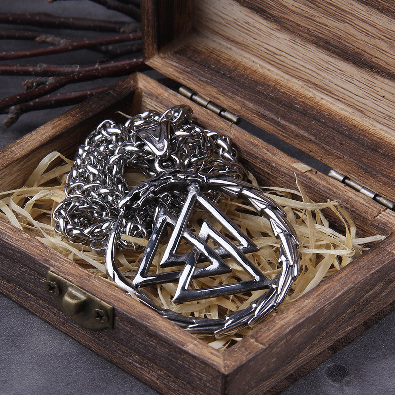 Valknut Ouroboros Viking Necklace - Viking Jewelry - Norse Jewelry - Viking Necklace - Ouroboros Necklace