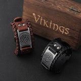 Runic Compass Viking Bracelet - Viking Leather Bracelet - Viking Jewelry - Rune Leather Wristband