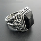  Black Garnet Sterling Silver Viking Wedding Rings - Mens Viking Rings - Viking Wedding Bands - Viking Ring  
