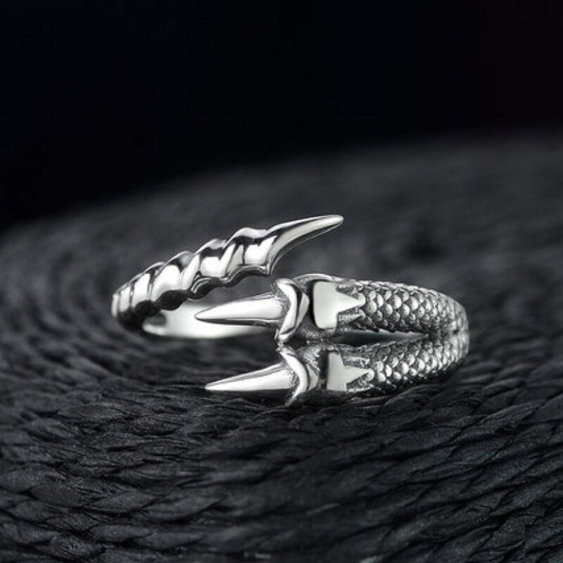 Dragon Claw .925 Pure Sterling Silver Viking Wedding Rings - Viking Wedding Bands - Mens Viking Rings - Viking Ring - Adjustable