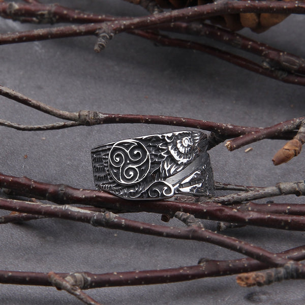 Raven Viking Ring - Norse Ring - Mens Viking Rings - Stainless Steel - Odins Raven Ring  