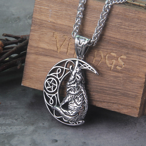 Fenrir Howling Wolf Viking Necklace - Viking Jewelry - Stainless Steel