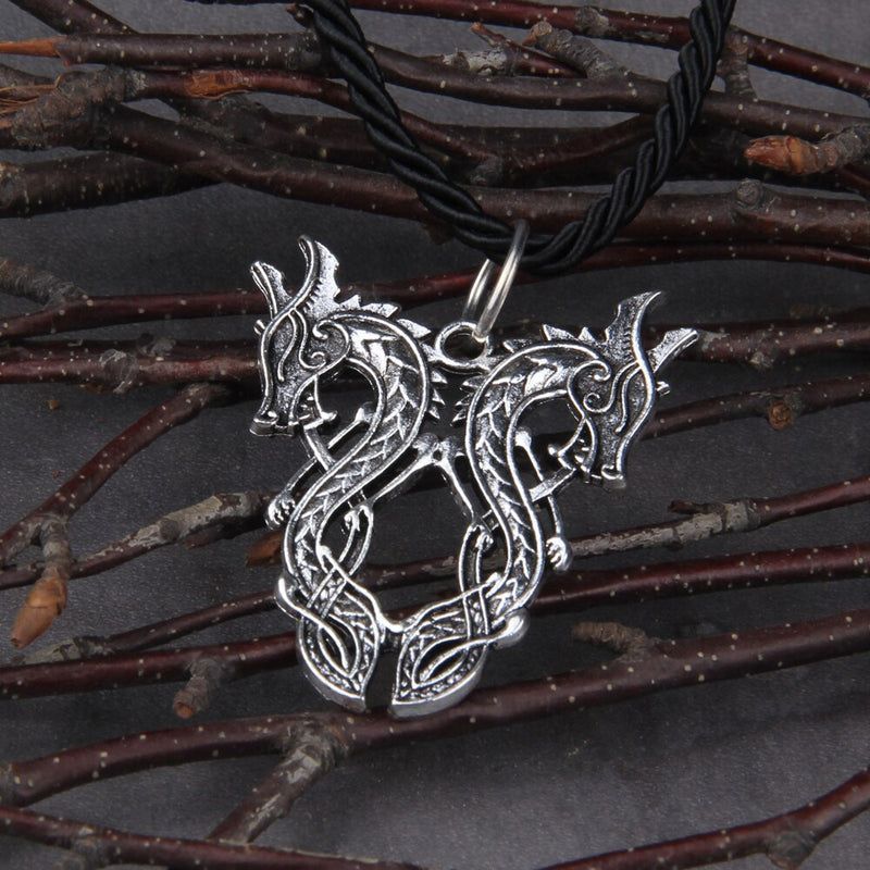 Double Dragon Necklace - Viking Necklace - Viking Jewelry