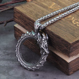 Ouroboros Viking Necklace - Stainless Steel - Norse Jewelry - Dragon Necklace