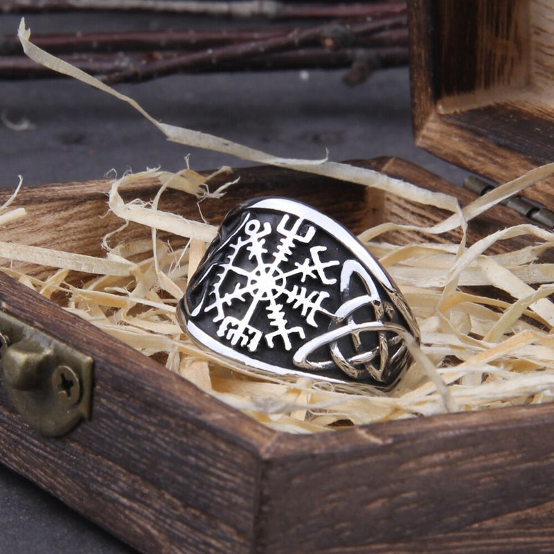 Vegvisir Runic Viking Ring - Norse Ring - Mens Viking Rings - Viking Jewelry