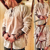 Viking Clothing - Viking Shirt - Viking Tunic - Viking Clothes -Viking Men's Cotton Linen Shirt Long Sleeve