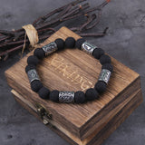 Lava Stone Beads Viking Bracelet - Rune Viking Bracelet - Viking Jewelry - Viking Arm Ring