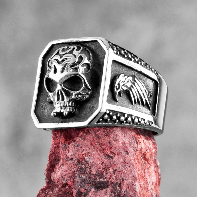 Raven Skull Mens Viking Rings - Viking Ring - Viking Wedding Rings - Viking Jewelry