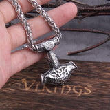 Hammer of Thor Vegvísir Viking Necklace - Mjolnir - Viking Jewelry - Stainless Steel