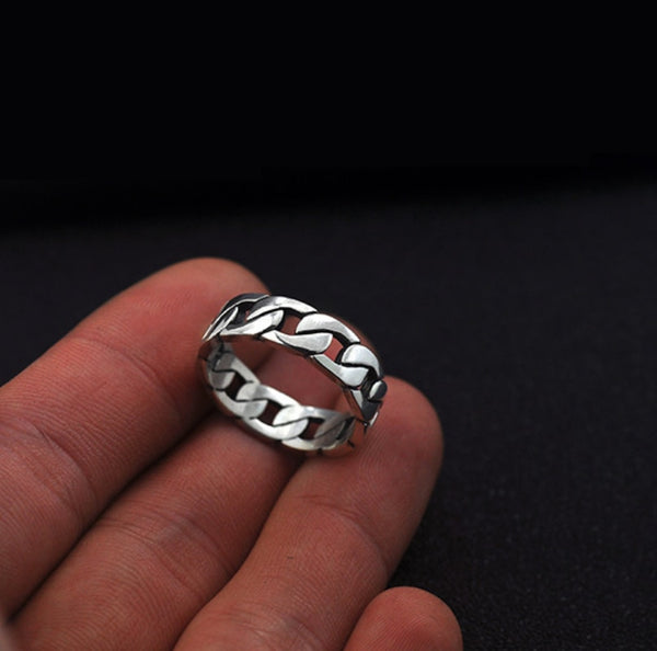 Pure .925 Sterling Silver Chain Design Viking Wedding Rings - Viking Wedding Bands - Viking Ring - Womens Viking Jewelry